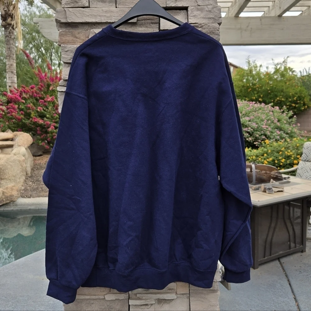 Fruit Of The Loom Sz XL Little Italy Navy Blue Men's Sweater Shirt Cotton Poly